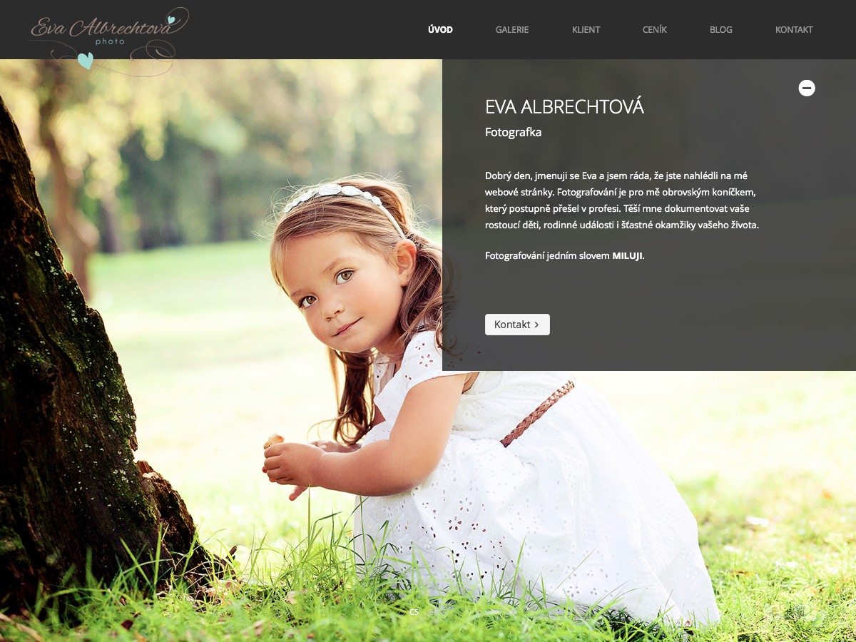 Náhled projektu Fotografka Eva Albrechtová  - Úvodní stránka