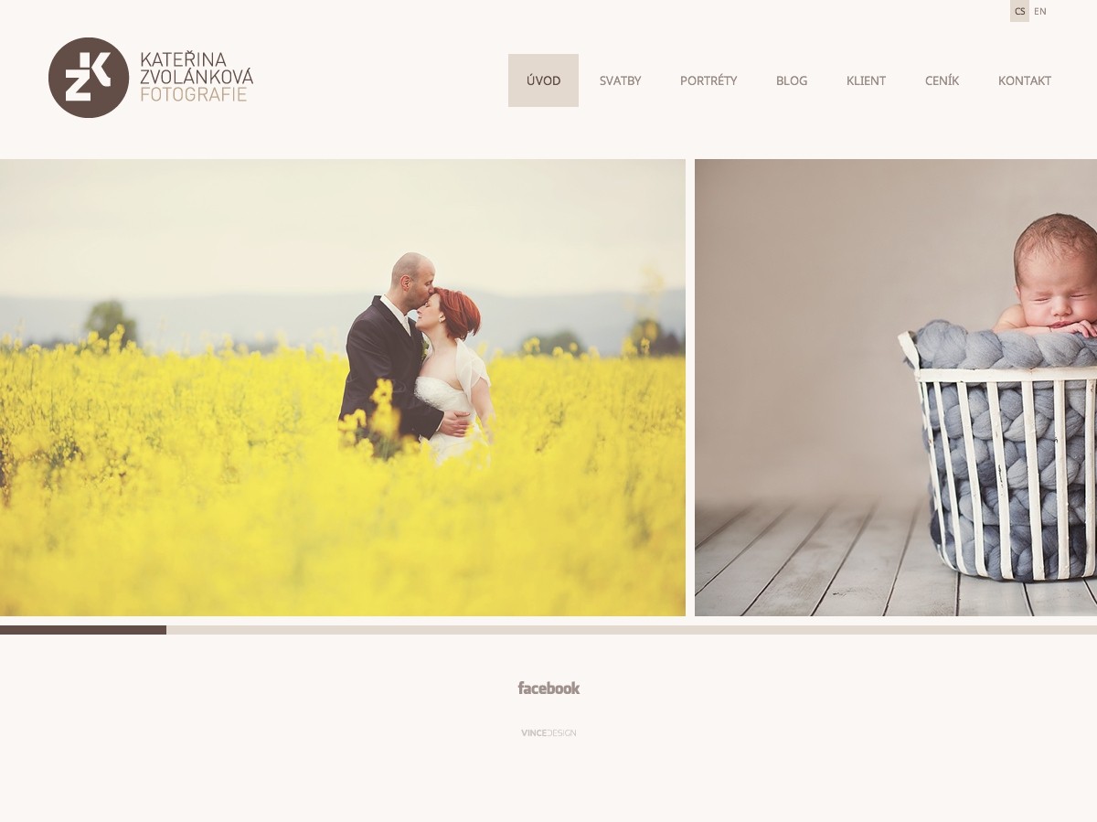 Náhled projektu Fotografka Kateřina Zvolánková  - Úvodní stránka