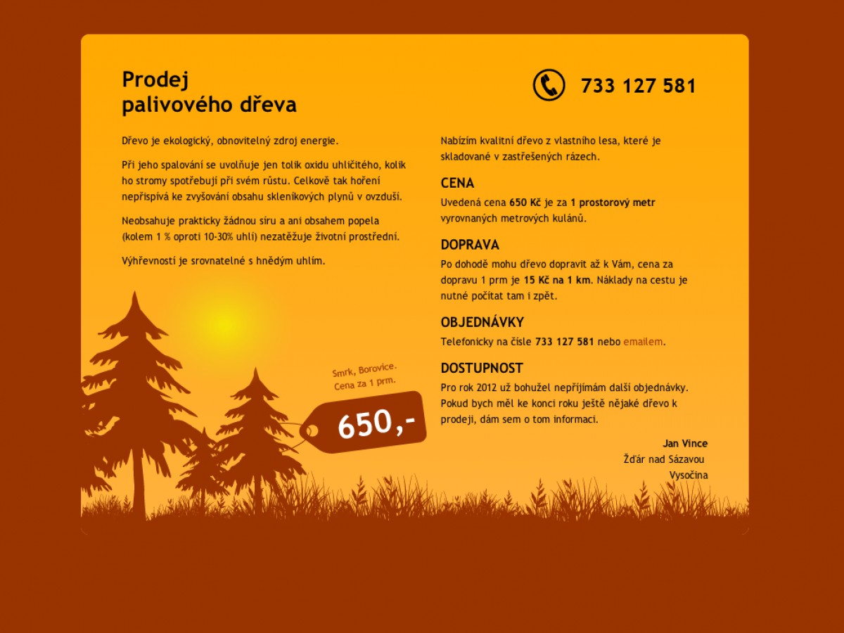 Náhled projektu Prodej palivového dřeva 