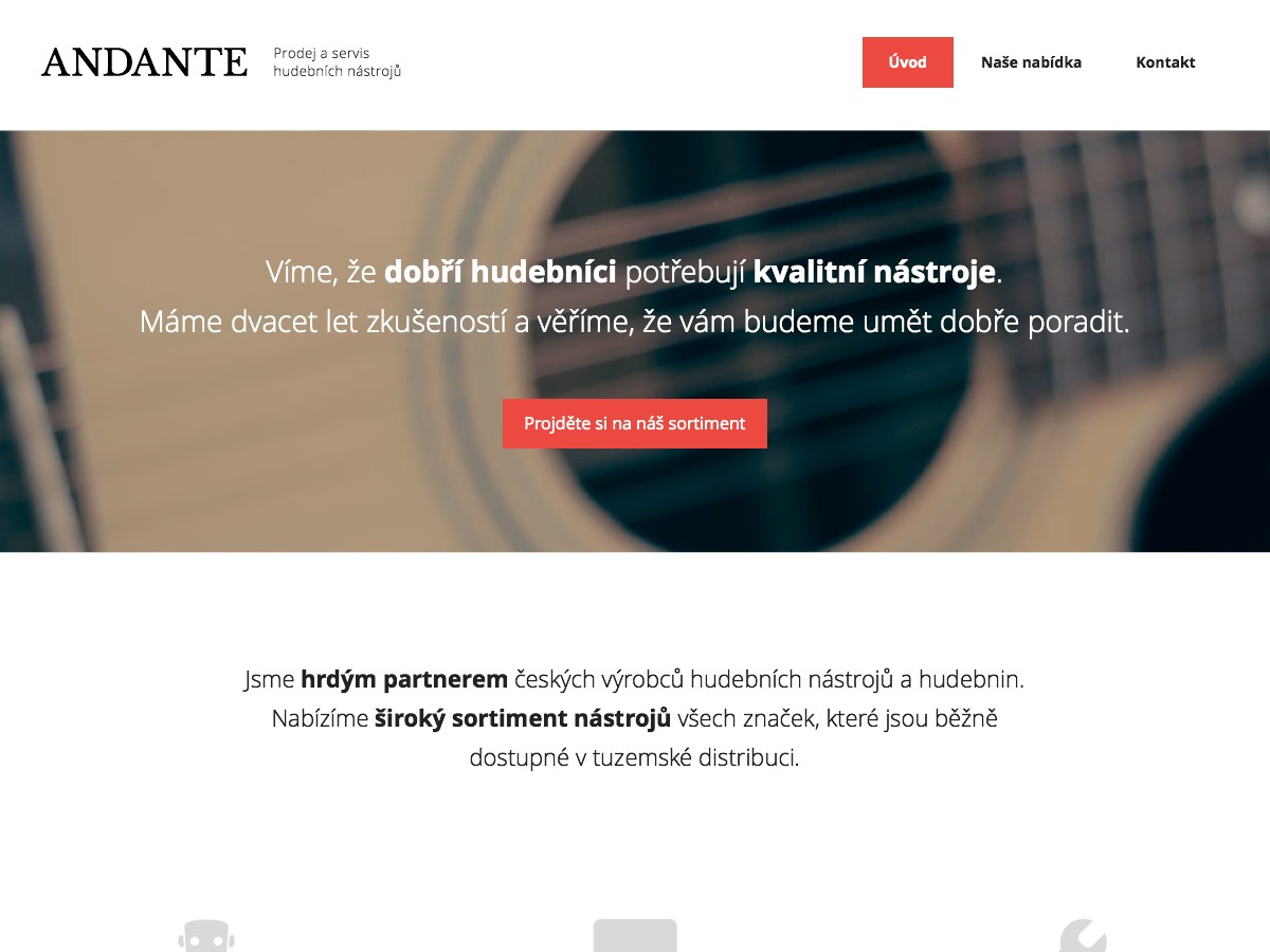 Náhled projektu Hudebniny Andante  - Úvodní stránka