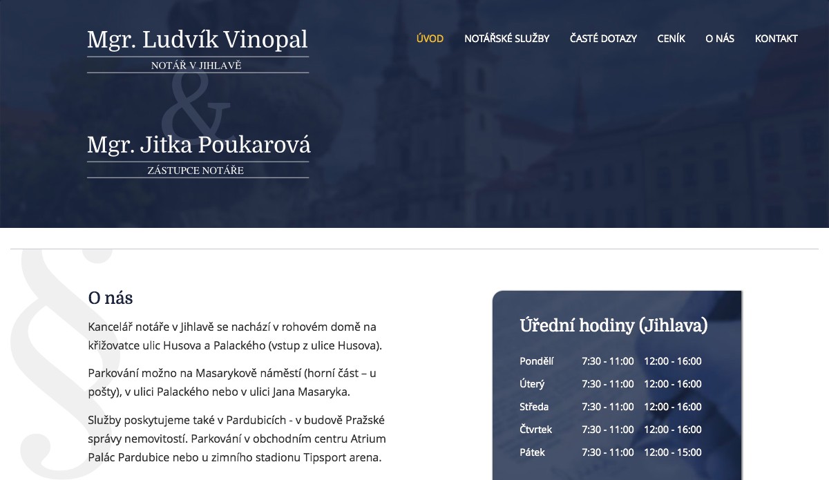 Náhled projektu Mgr. Ludvík Vinopal, notář v Jihlavě 