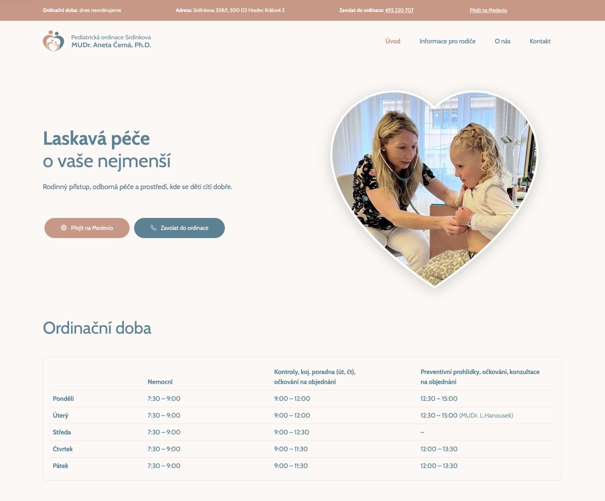 Náhled projektu Pediatrická ordinace Srdínkova 